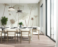 Elegant floral wall mural for a contemporary dining space décor.