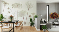 Artistic botanical wallpaper for a professional office interior.