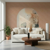 The elegant, bordered art of the Bloom Frame wallpaper mural.