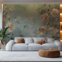 Artistic mural with delicate floral blooms C179

