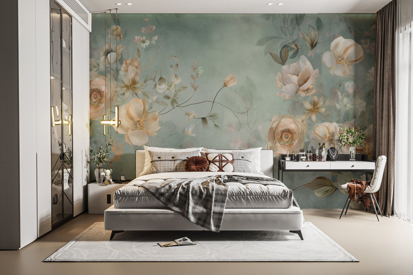 Elegant blooming flower wall mural design C179
