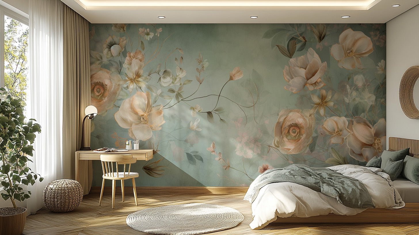 Sophisticated flower mural with gentle charm C179