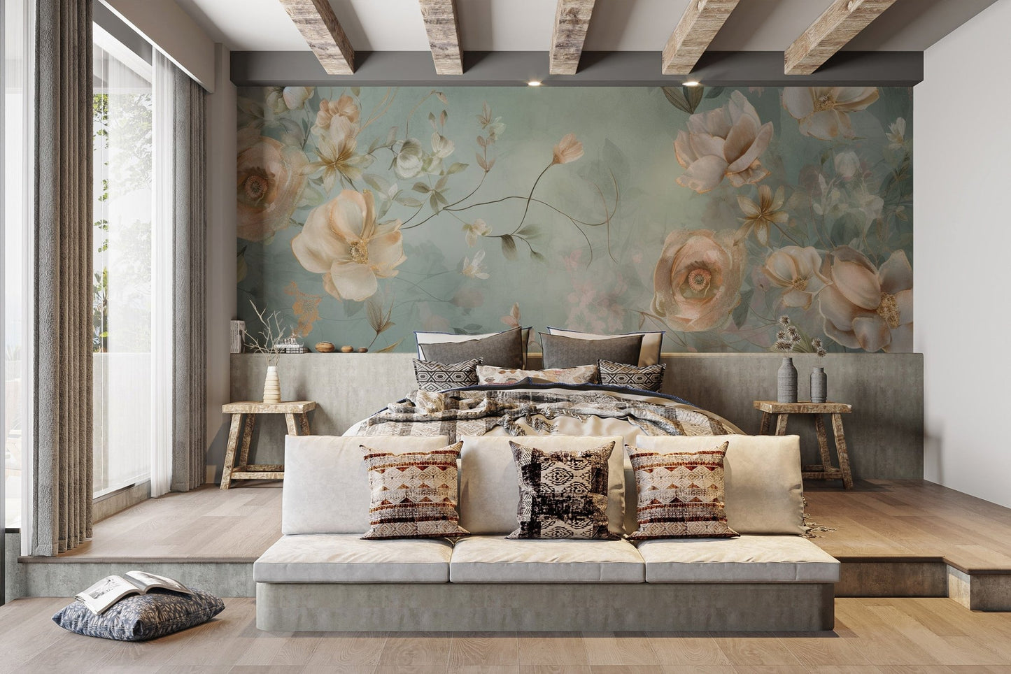 Stunning flower mural with blooming details C179