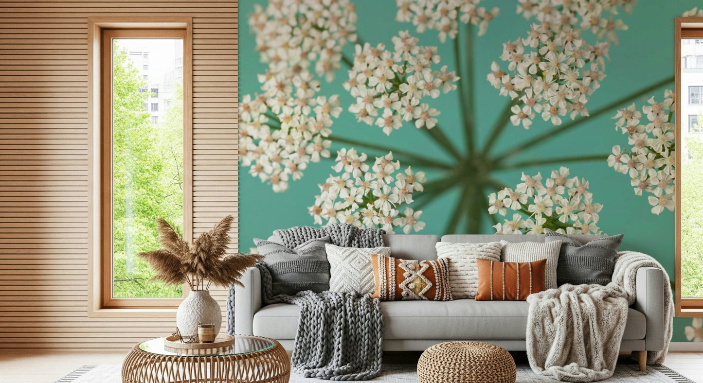 Soft focus Delicate Blooms wallcovering texture natural marine landscape.