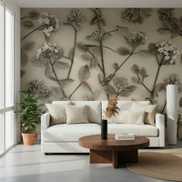 Wall covering Delicate Blossoms of Spring, monochrome detailed art., GD6700