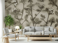 Textured Delicate Blossoms art, beautiful monochromatic wall sticker., GD6700