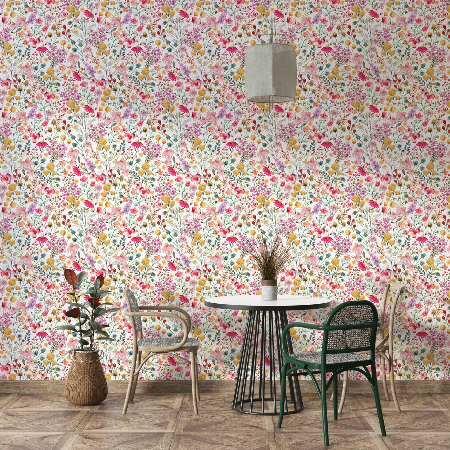 Dried floral mural wallpaper

