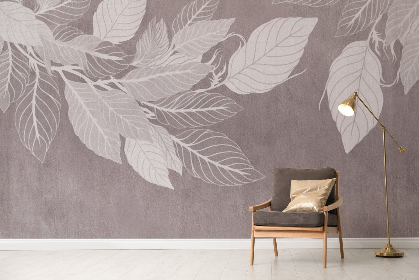 Stylish leaf wallpaper for modern spaces D148
