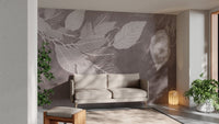 Minimalist delicate leaves wall covering D148
