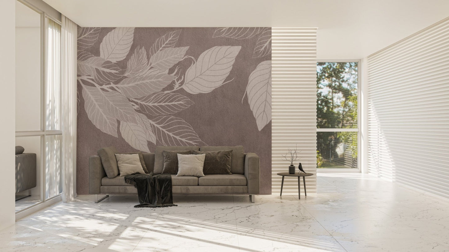 Elegant botanical leaves wallpaper print D148
