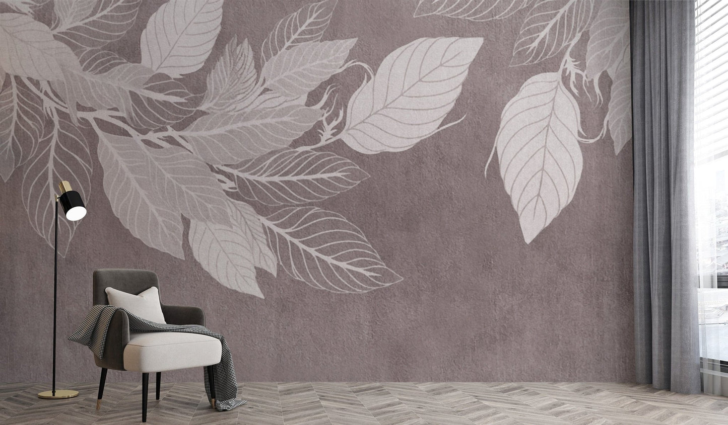 Pastel botanical leaves wallpaper pattern D148

