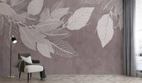 Pastel botanical leaves wallpaper pattern D148

