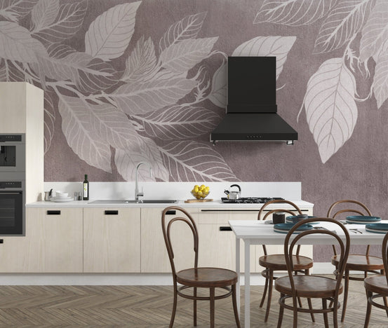 Delicate botanical leaf wallpaper design
 D148