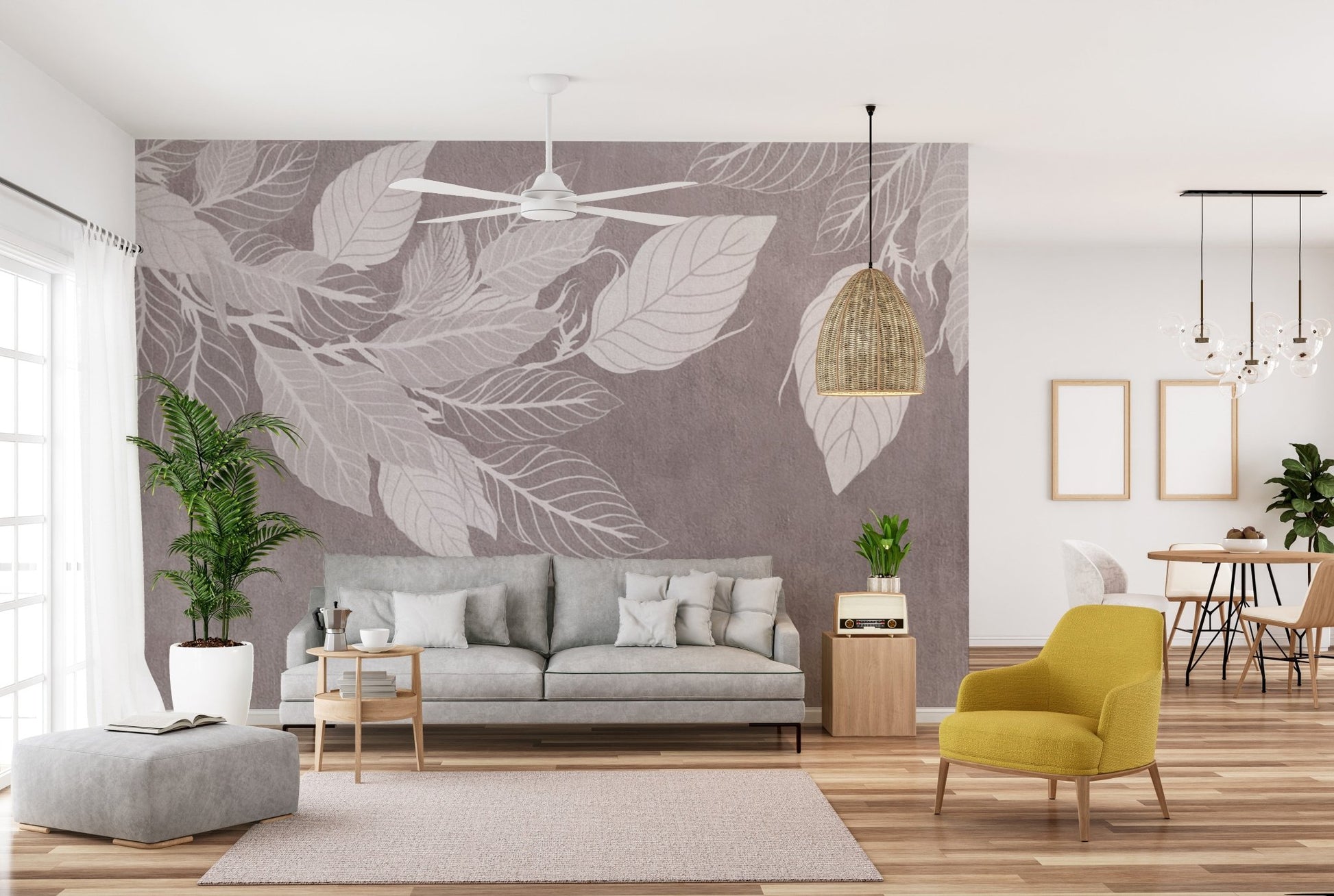 Vintage botanical leaf wallpaper decor D148
