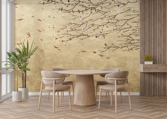 Blossom-themed dining room wallpaper mural A324