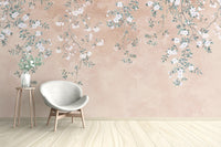 Soft floral branch wallpaper design
