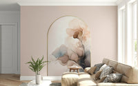 The watercolor design of the Delicate Floral Mist Wall Mural in a nursery.