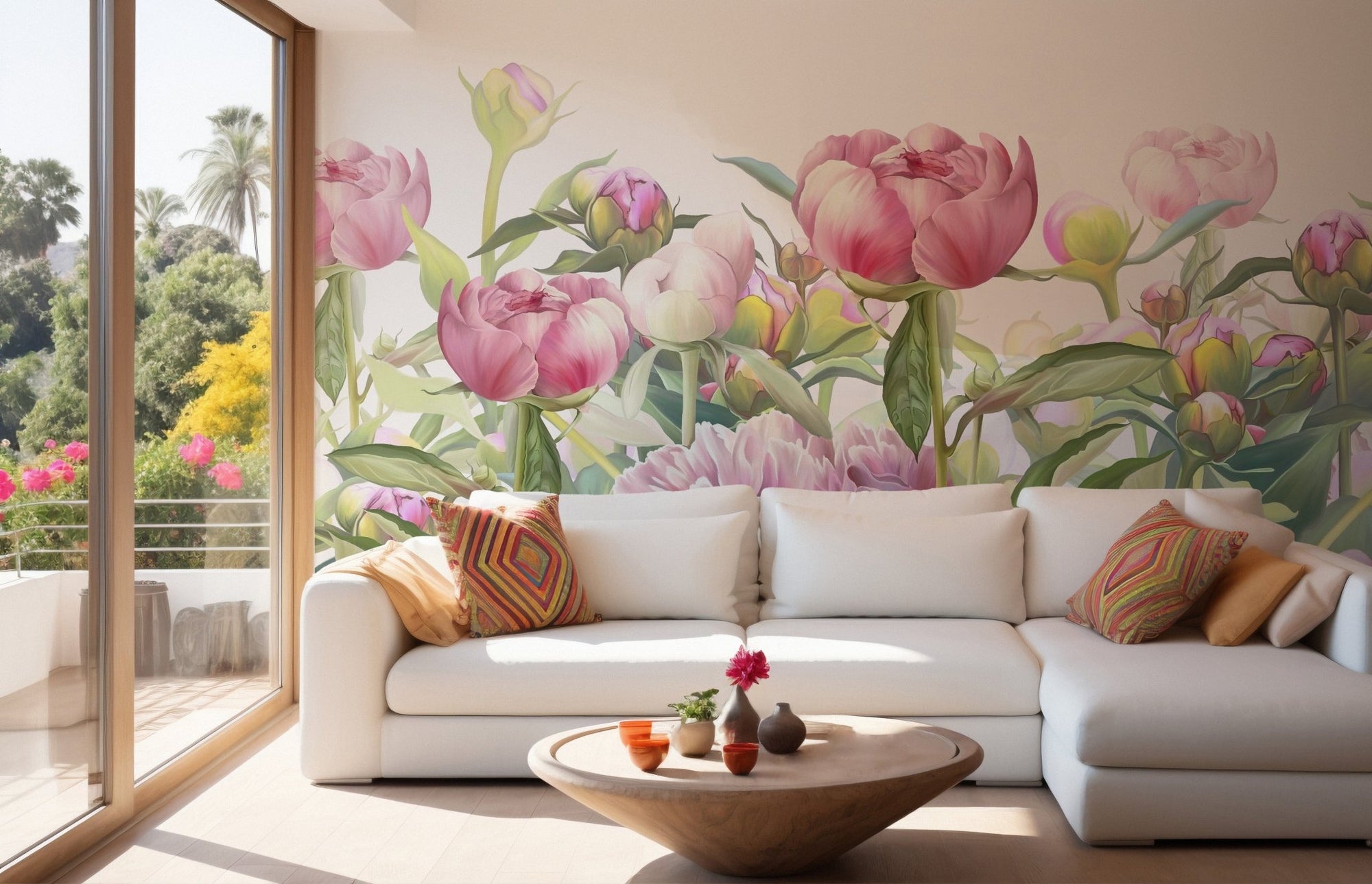 Elegant peony mural for living spaces
 A629