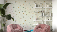 Romantic wallpaper with delicate painted florals

