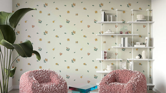 Romantic wallpaper with delicate painted florals, GD912