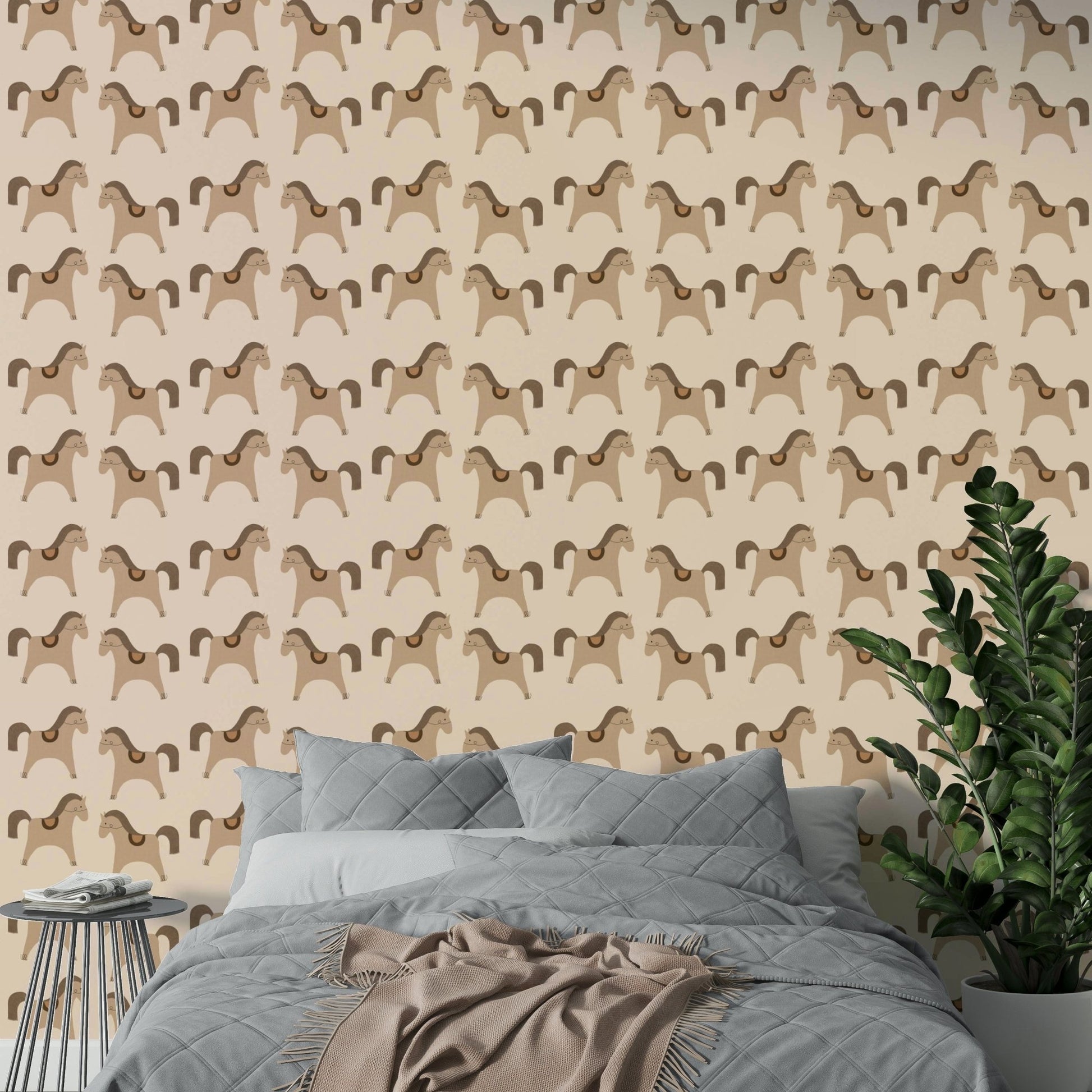 Playroom wallpaper with carousel pattern

