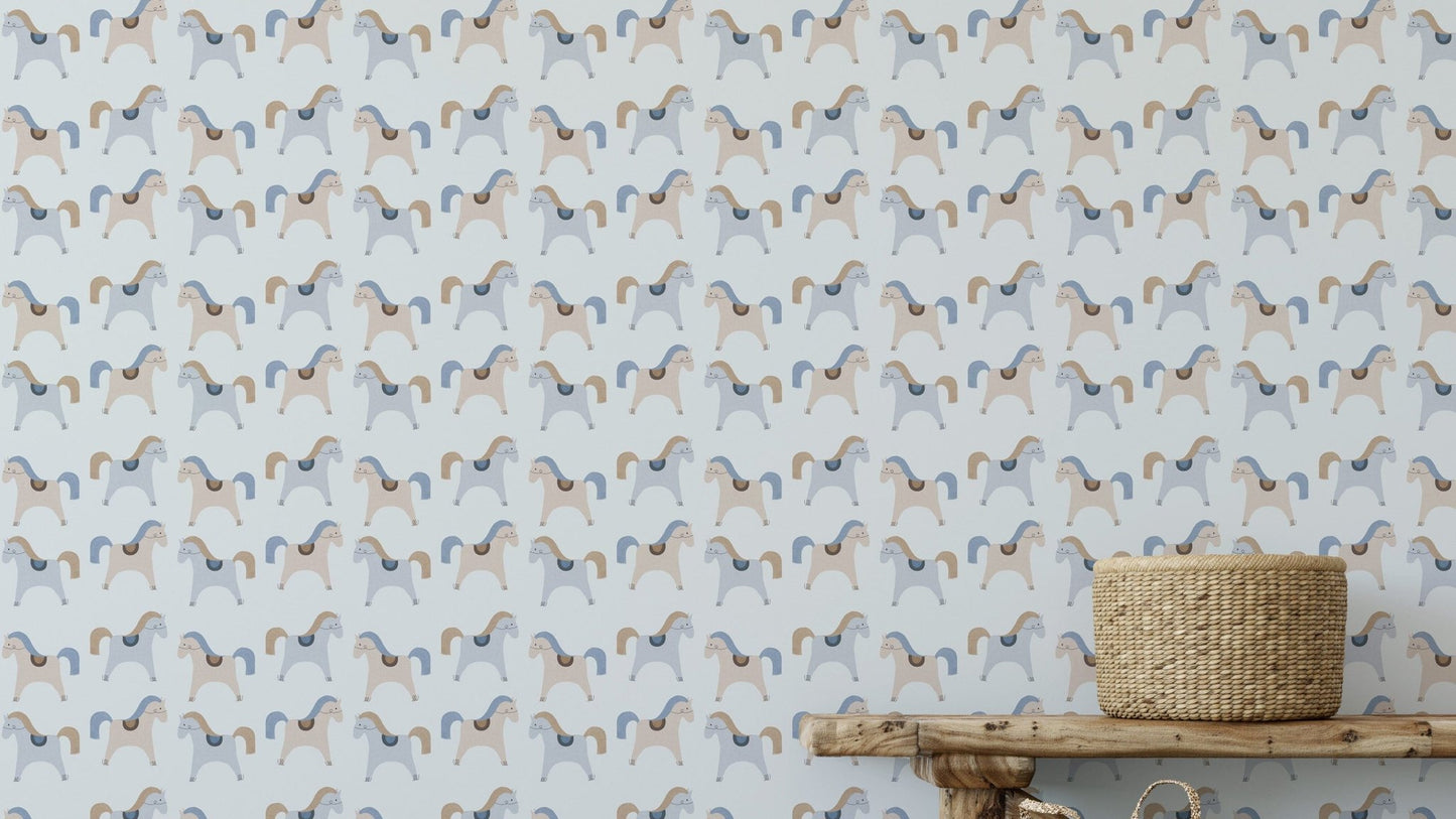 Gentle horse prints in playful style

