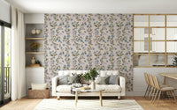 Delicate botanical vine wallpaper Denim Dreams Floral sage green leaf detail art