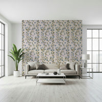 Classic country cottage Denim Dreams Floral wallpaper blue blossom repeat print decorative