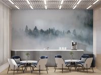 Foggy woodland mural design
