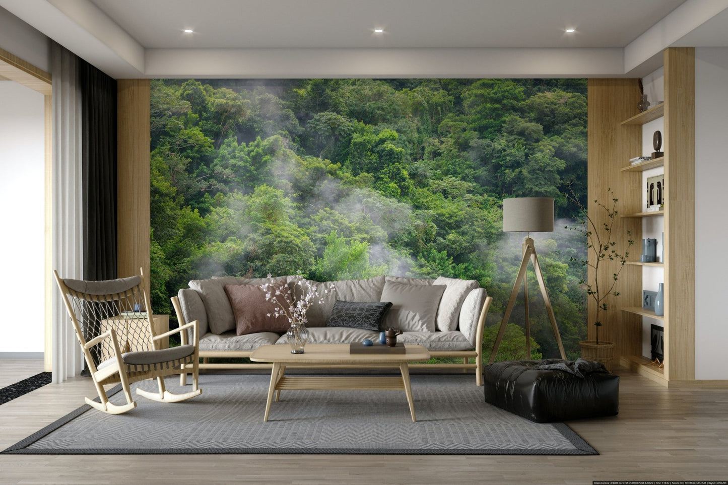 Lush green forest wallpaper mural