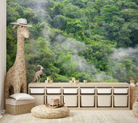 Deep forest scene wall mural