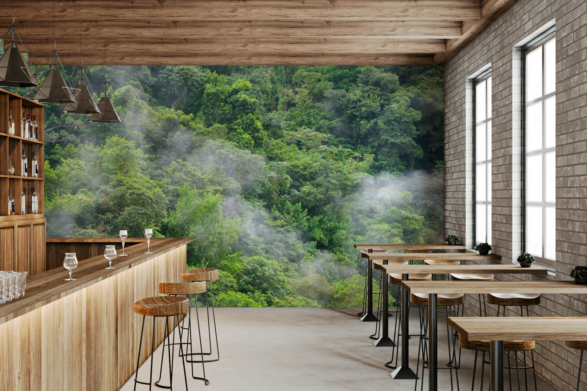 Dense Forest Serenity wall mural design

