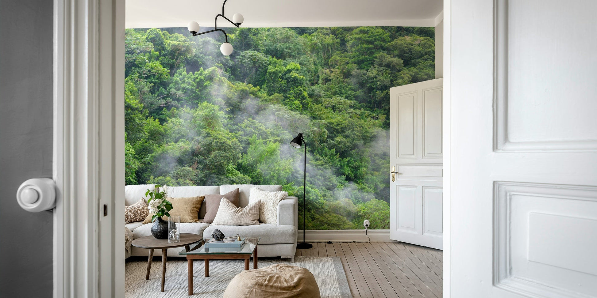 Quiet forest path wall mural design