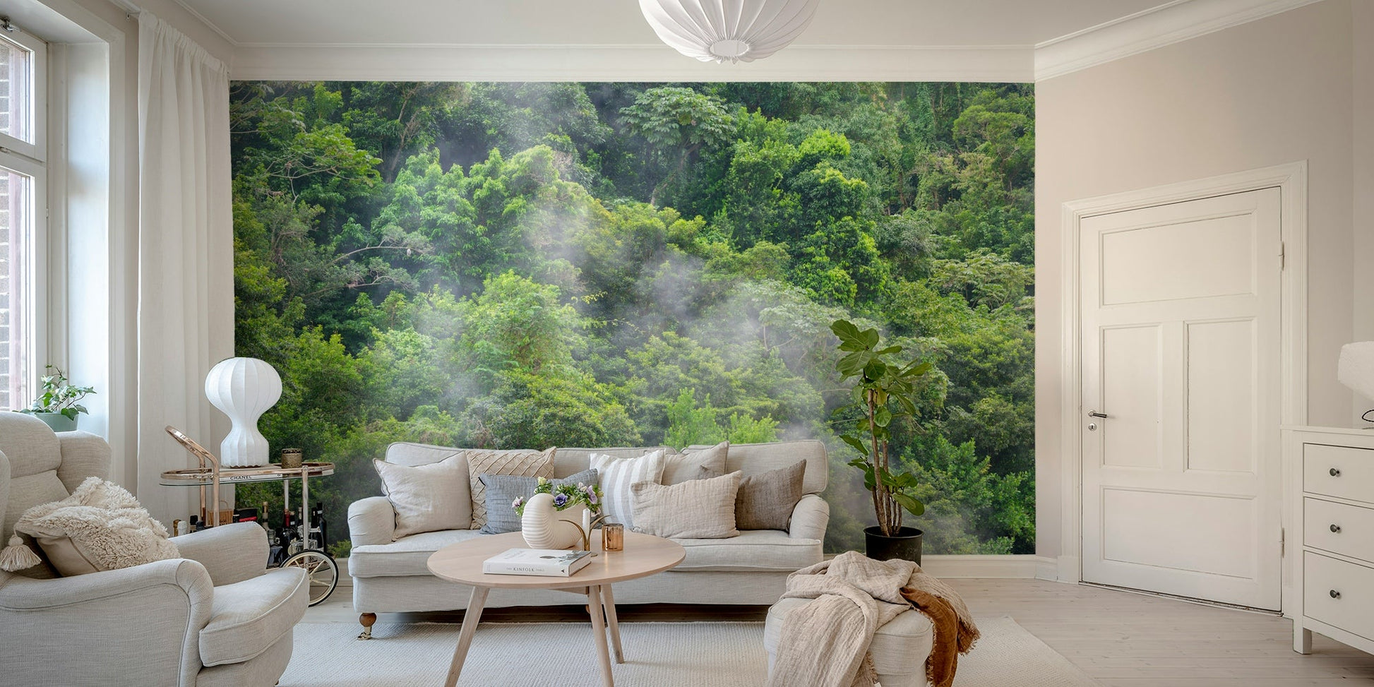 Tall trees in forest mural for walls