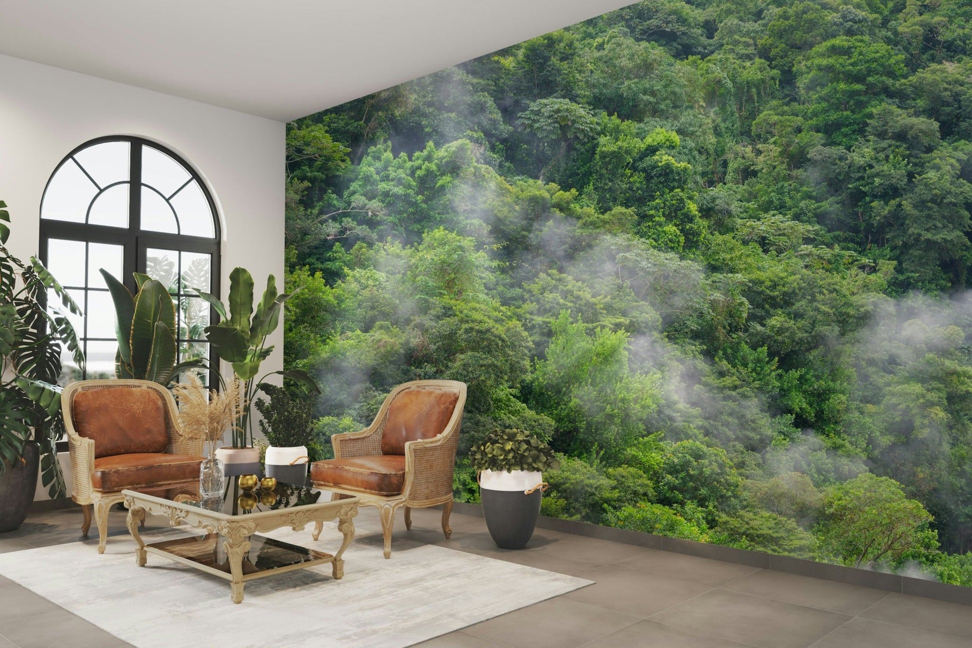 Calm forest wallpaper with rich greenery