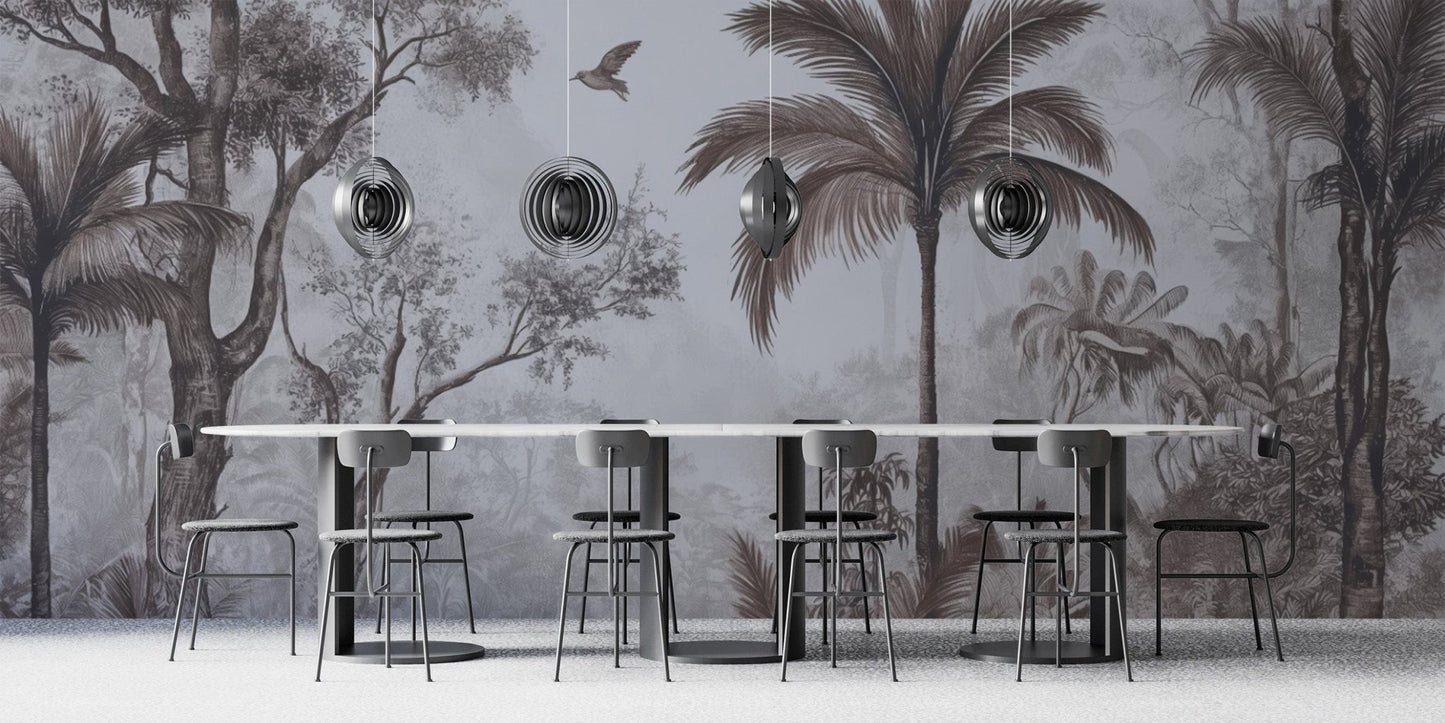 Tropical wallpaper with dense greenery D142
