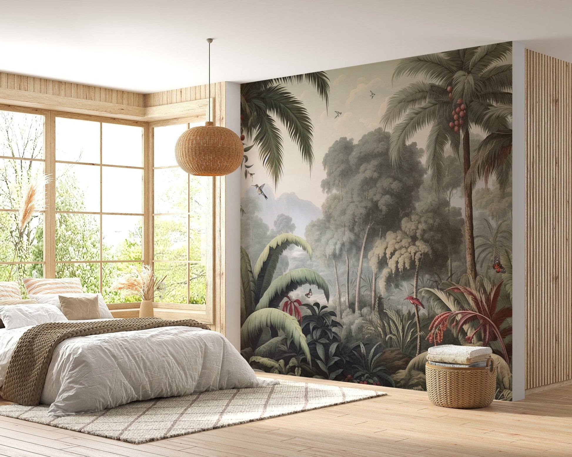 Vibrant forest trees wallpaper mural art A380
