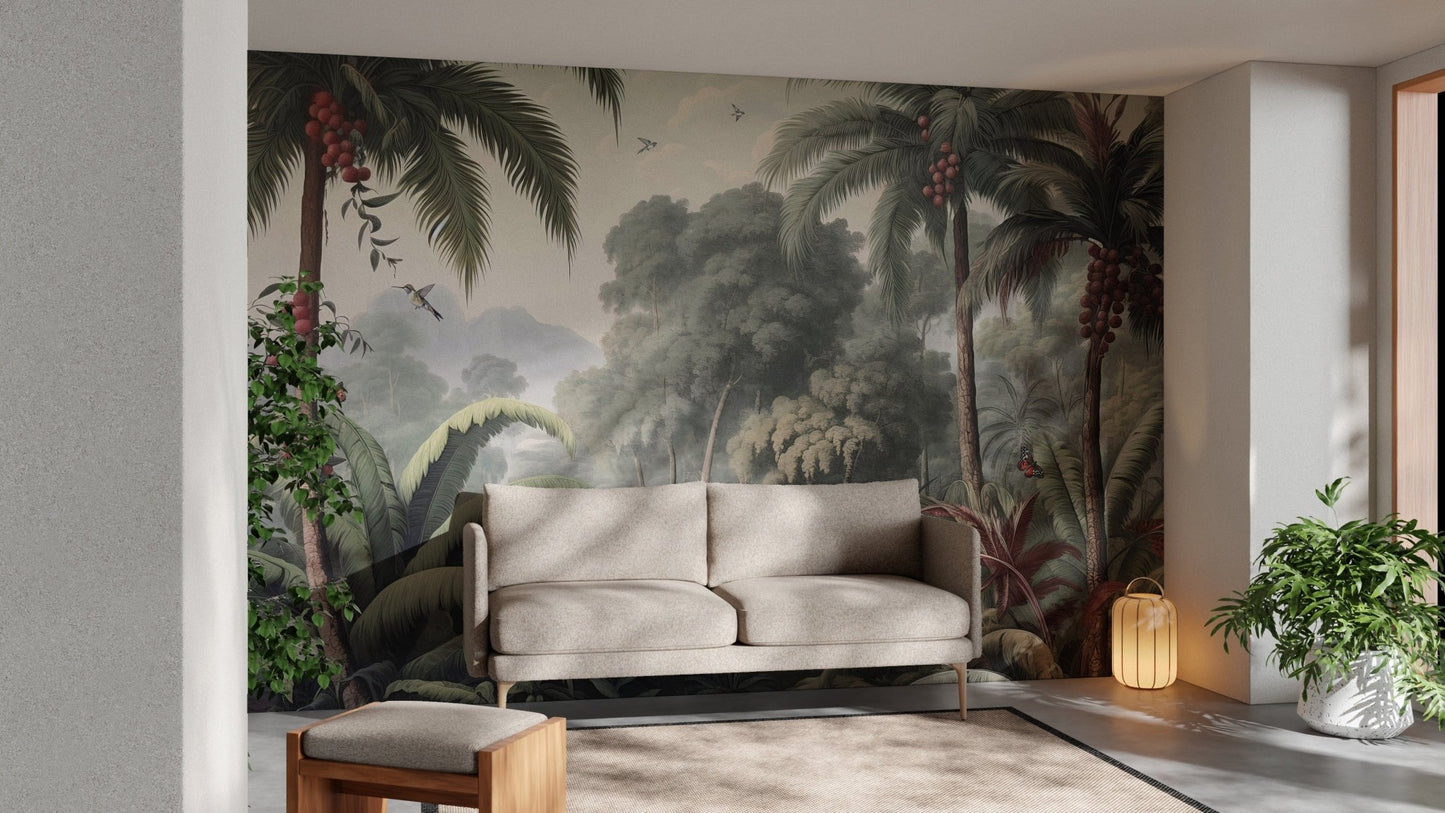 Dense Rain Forest Trees Wallpaper Mural - Giffywalls A380