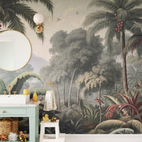 Lush forest tones rain wall mural art A380

