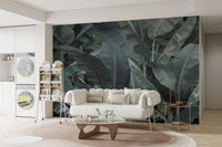 Exotic dense foliage banana leaf wallpaper
