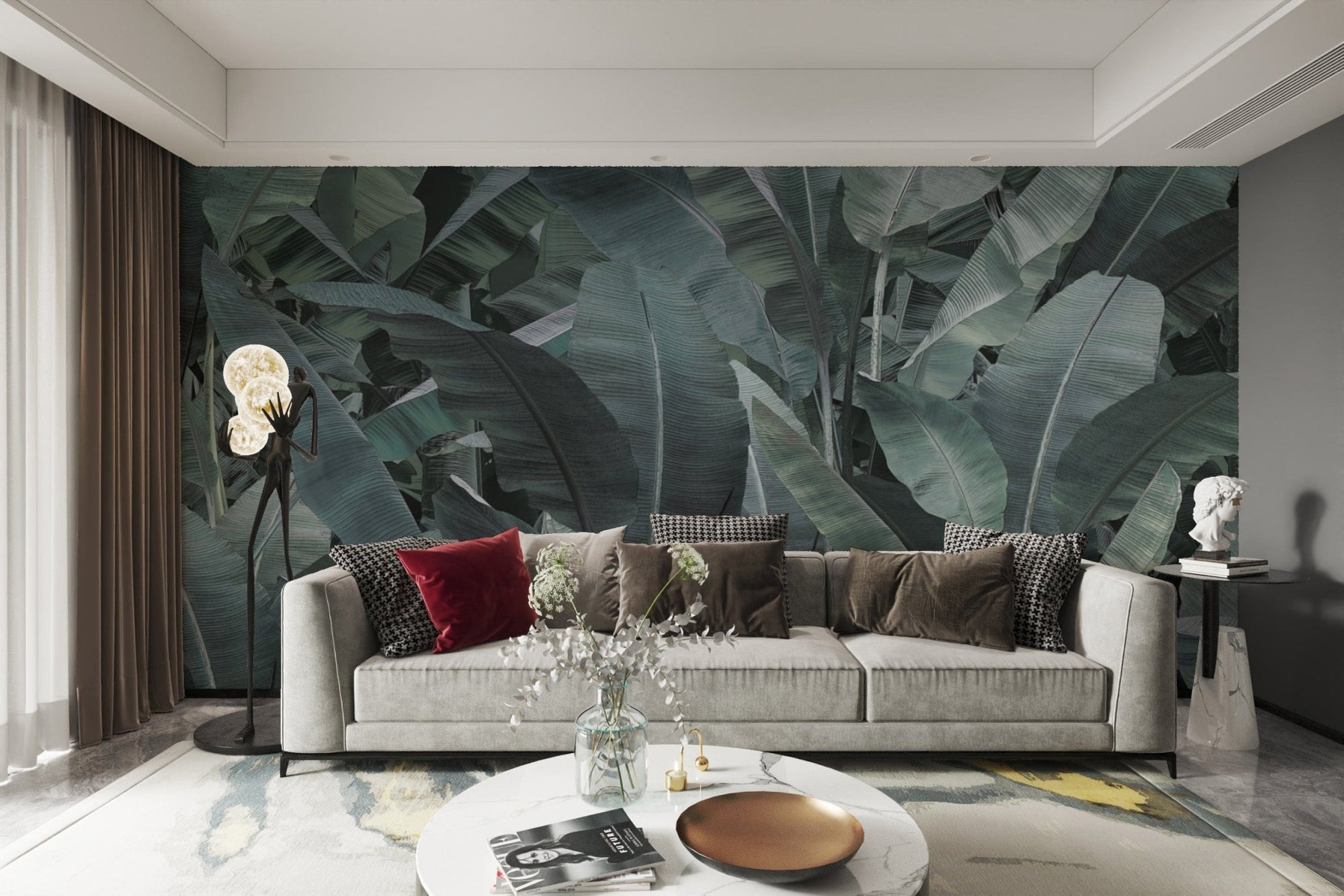 Dense tropical banana leaf pattern wallpaper B776
