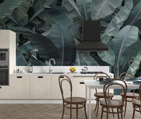 Stylish tropical banana leaf wall covering

