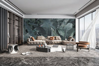 Vibrant jungle banana leaf pattern wallpaper
