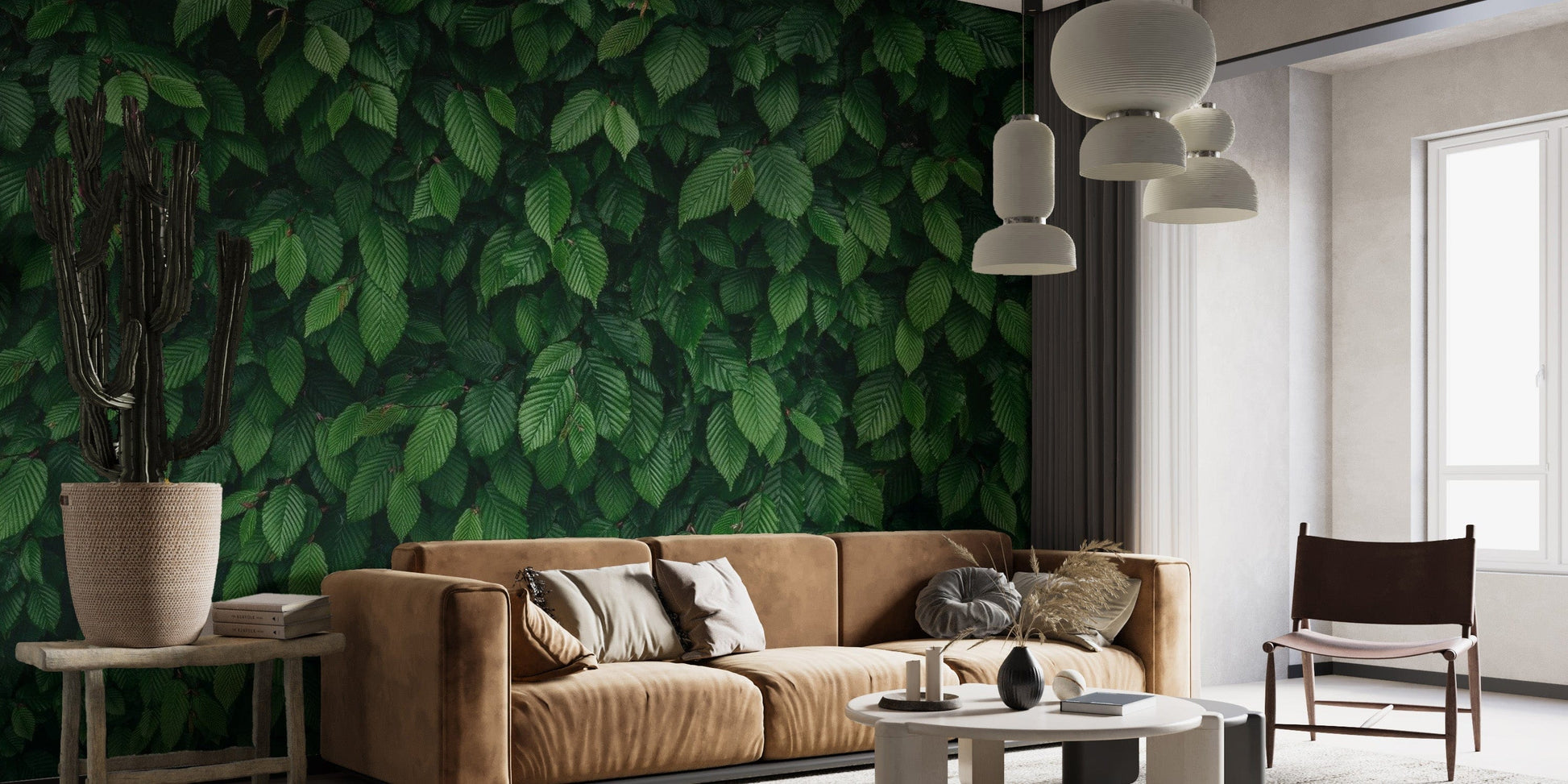 Dense foliage mural for natural wall decor
