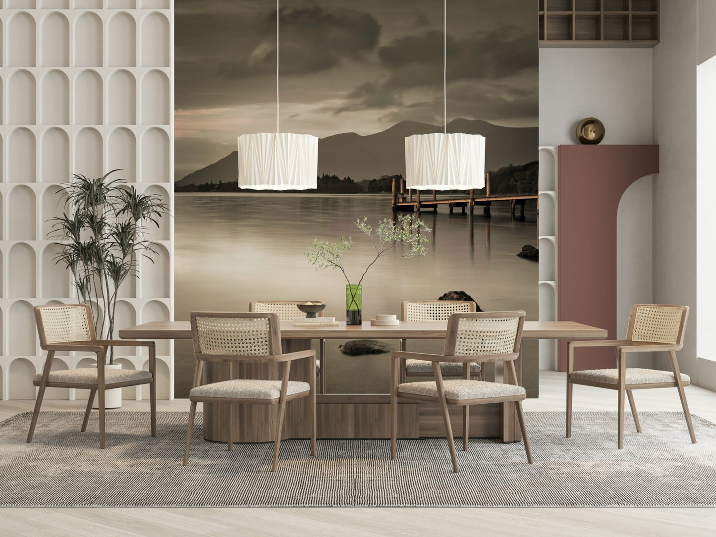 Lake District inspired wall decor for a large feature wall in a dining area