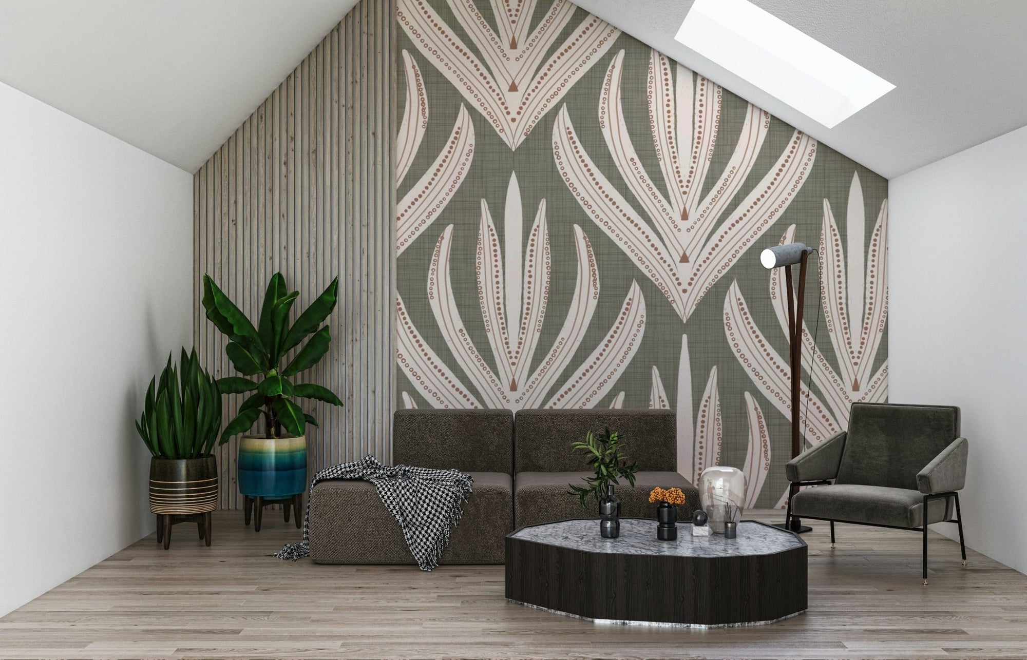 Organic stripe pattern on the Desert Bloom Echo Wallpaper., GD6611
