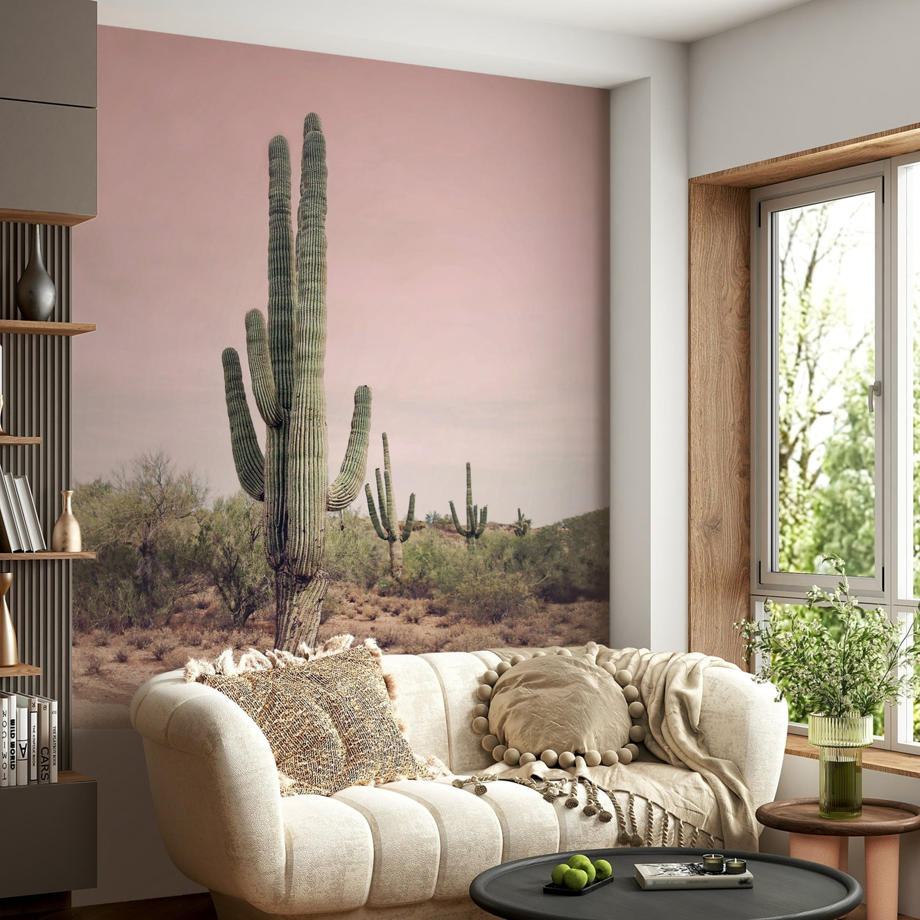Desert Blush Wall Mural with soft blush and sandy tones

