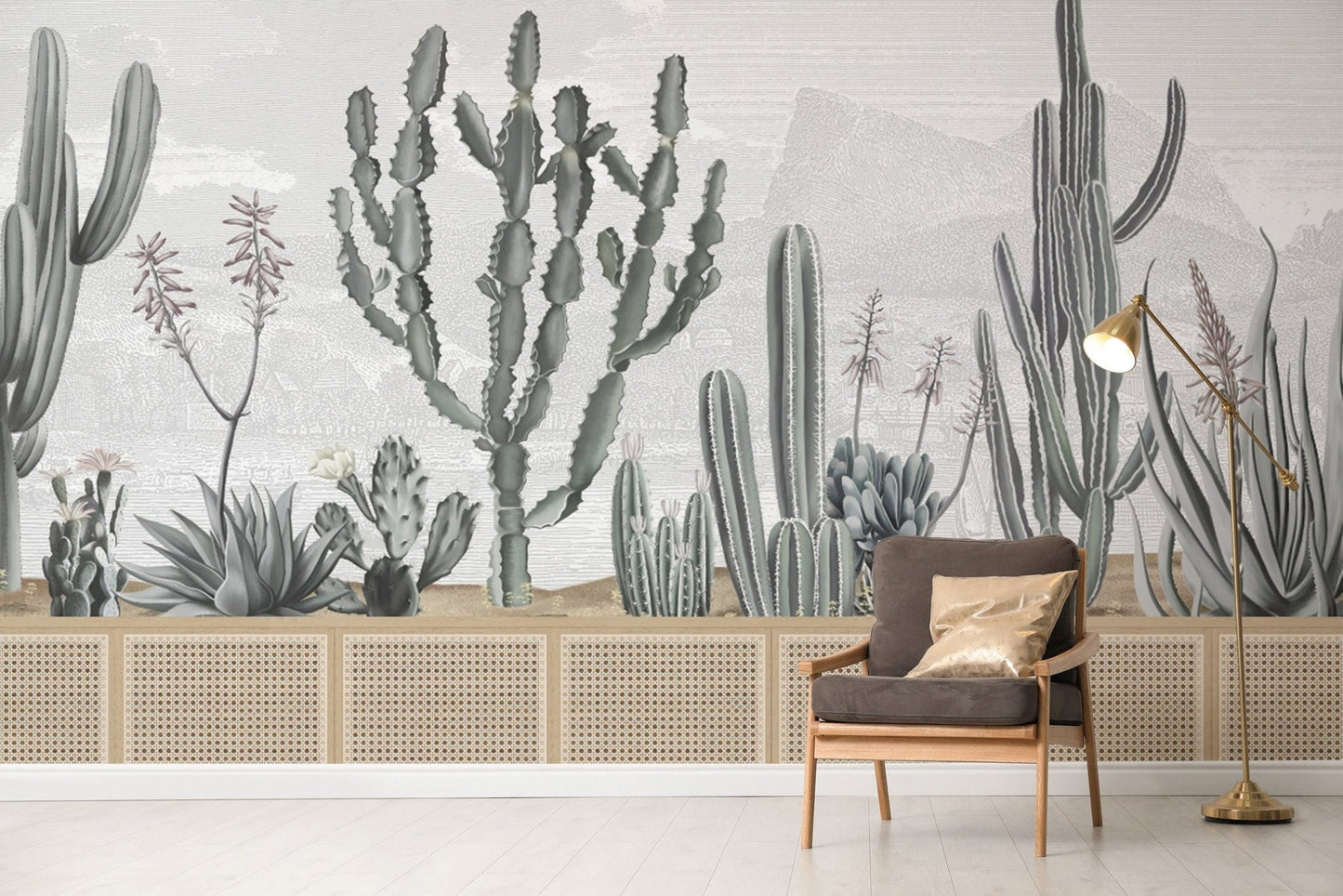 Botanical Cactus Theme Wall Covering
