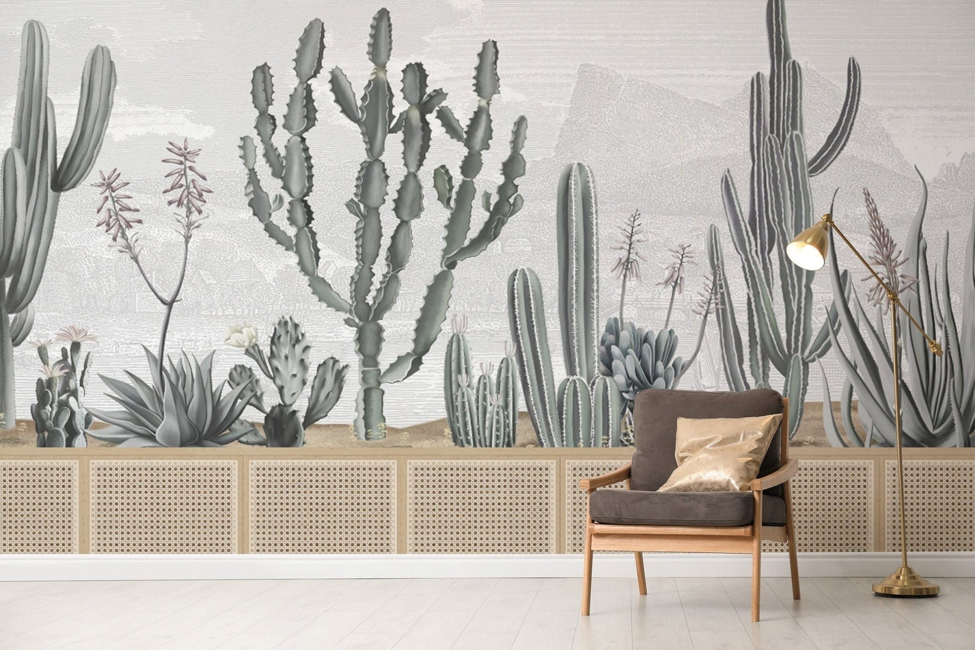 Botanical Cactus Theme Wall Covering
