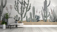 Serene Botanical Cactus Home Wallpaper